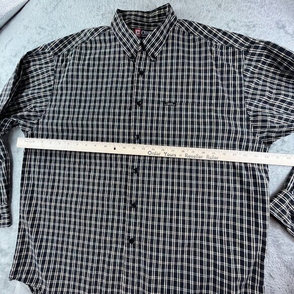 VTG Chaps Ralph Lauren Men's XL Black Plaid Long Sleeve Button Down Shirt Y2K - Picture 5 of 11